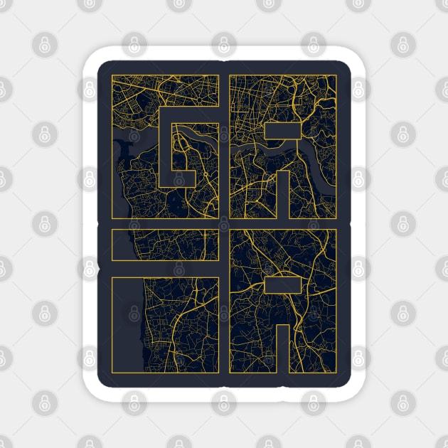 Vila Nova de Gaia, Portugal City Map Typography - Gold Art Deco Magnet by deMAP Studio