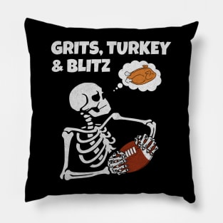 Grits Turkey and Blitz Funny Football Skeleton Pillow