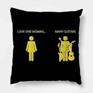 Love One Woman Many Guitars Music Lover Guitarist Pillow