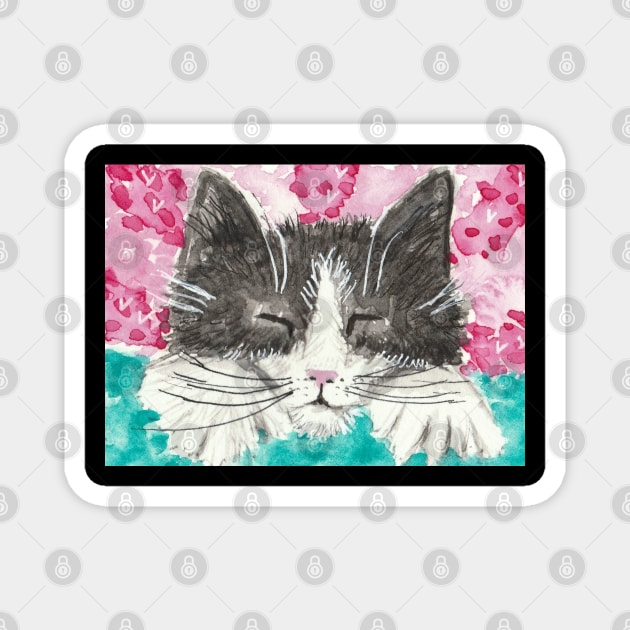 Cute  kitten cat face Magnet by SamsArtworks