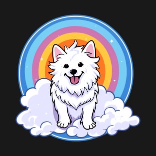 Cute American Eskimo Dog Rainbow Cloud Kawaii Puppy T-Shirt