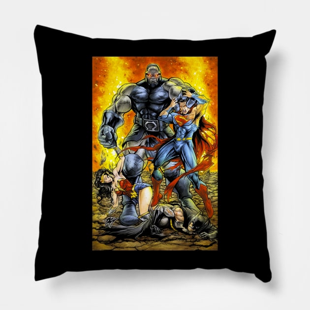 DARKSEID vs JUSTICE LEAGUE Pillow by renomsad