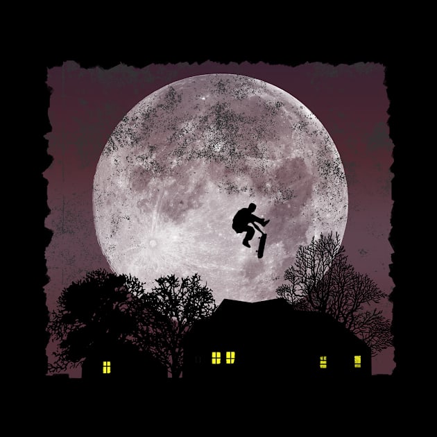 Skateboarding Freestyle - Blood Moon by MerlinArt