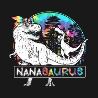 Nana Saurus Funny Dino Tie Dye Bandana Mother's Day T-Shirt