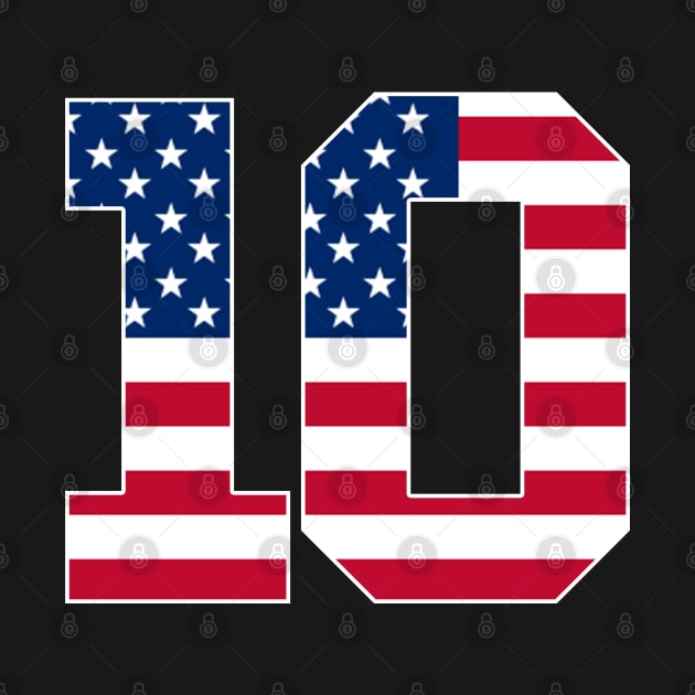 Number 10 American Flag Sports by Shariss