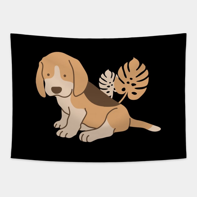 Beagle puppy and plants Tapestry by Wlaurence