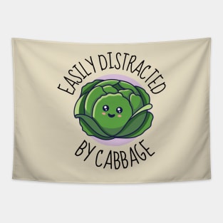 Easily Distracted By Cabbage Funny Tapestry