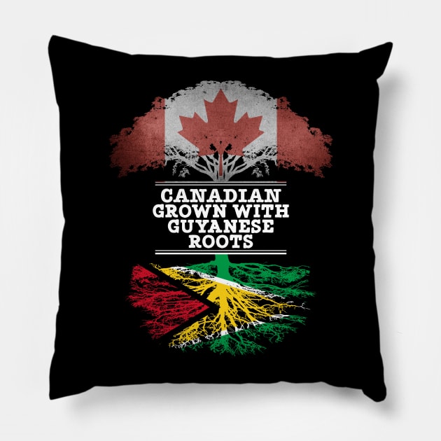 Canadian Grown With Guyanese Roots - Gift for Guyanese With Roots From Guyana Pillow by Country Flags