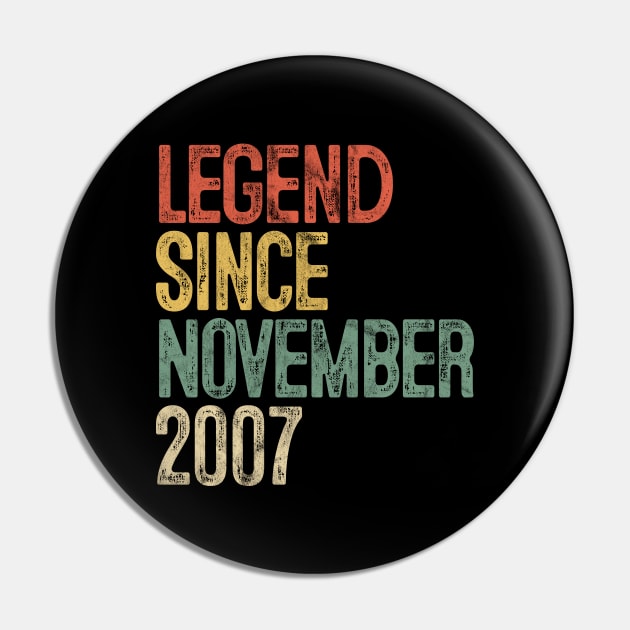 Legend Since November 2007 13th Birthday Gift 13 Year Old Pin by rhondamoller87