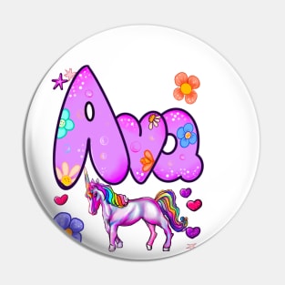 Ava Girls and womens unicorn Personalized Custom name Ava Pin