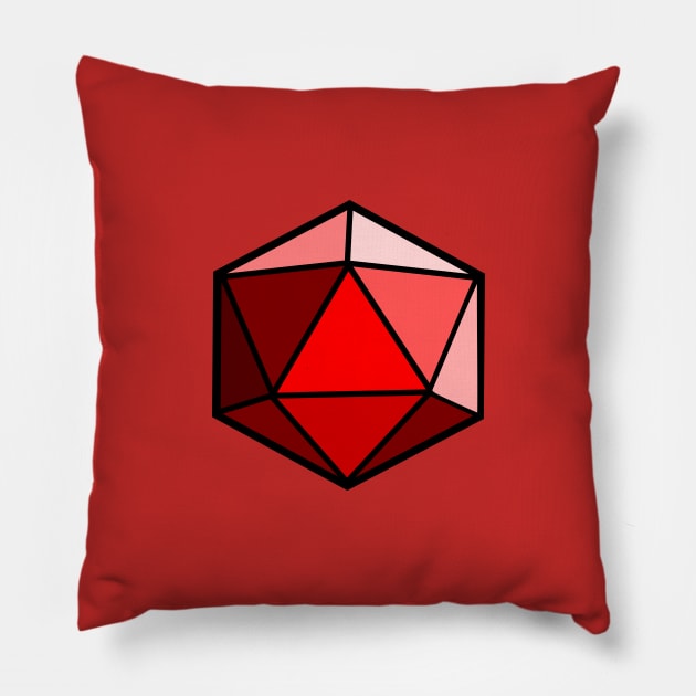 D20 Polyhedral Dice - Red Pillow by Crew