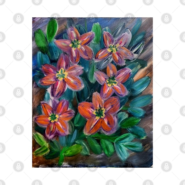 Abstract flowers in metallic paint by kkartwork