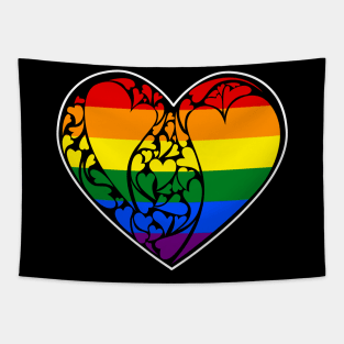 Gay Pride Flag LGBT+ Heart Tapestry