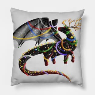 Kawaii Christmas Dragon - Without Background Pillow