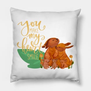 Cute Little Rabbit Family Design Pillow