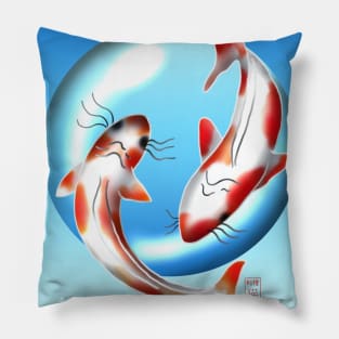 Koi carp with a blue bubble Pillow