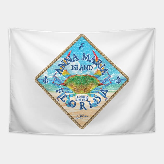 Anna Maria Island, Florida, with Blue Crab on Beach Tapestry by jcombs