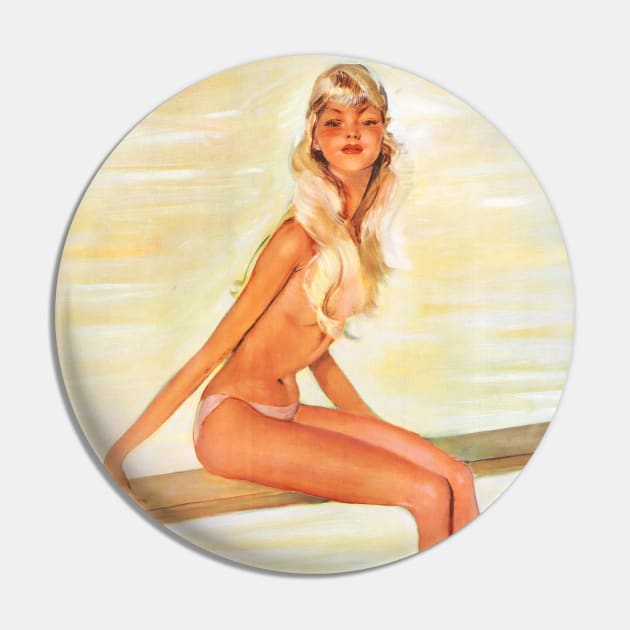 Vintage Travel Poster Monte Carlo Blonde Girl Pin by vintagetreasure