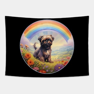 Brussels Griffon Memorial Rainbow Bridge Griffon Bruxellois Colorful Dog Art Tapestry