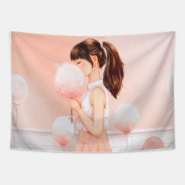 Peach Pastel Girl Tapestry by gerimisore