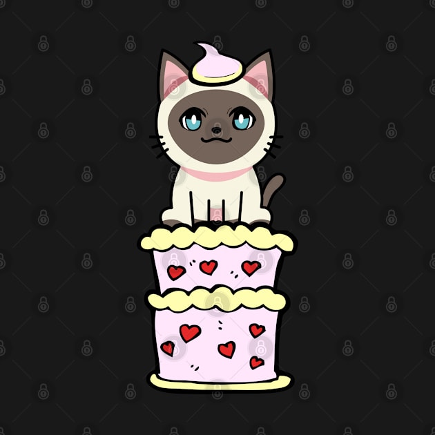 Funny siamese cat jumping out of a cake by Pet Station