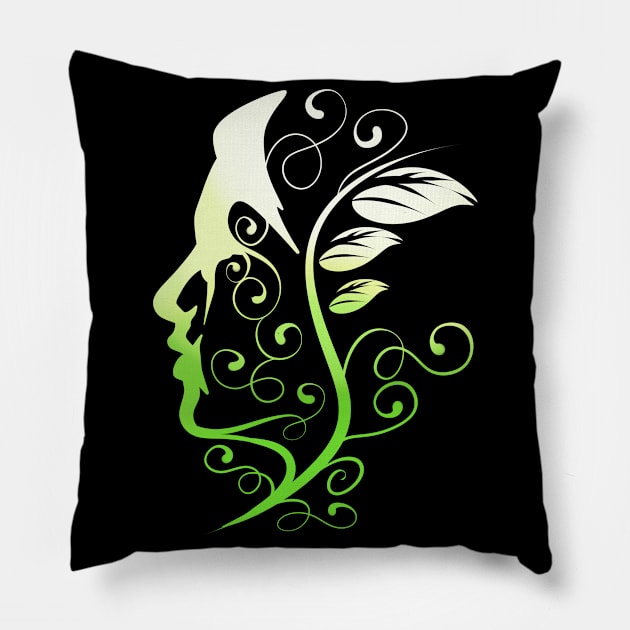 Vegan Inside My Head. Green Mind, Go Vegan Pillow by SinBle