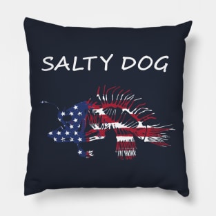 Salty Dog Painted American Flag Deep Sea Angler Skeleton Pillow