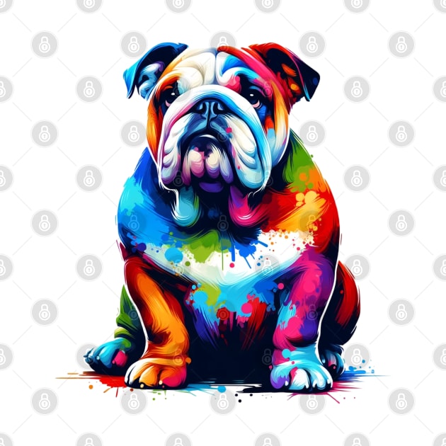 Colorful Artistic English Bulldog in Splash Paint Style by ArtRUs