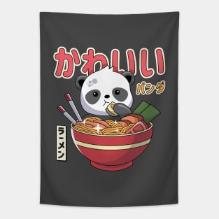 Kawaii Panda Enjoying Ramen Tapestry