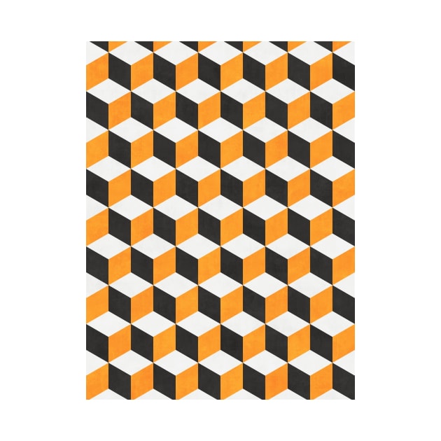 Geometric Cube Pattern - Yellow, White, Grey Concrete by ZoltanRatko