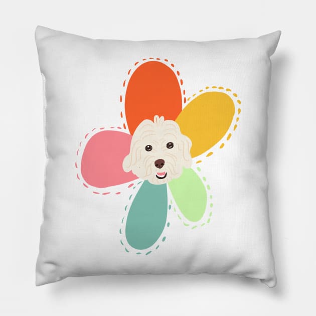 Sunshine Rainbow Flower Dog Pillow by PatternbyNOK