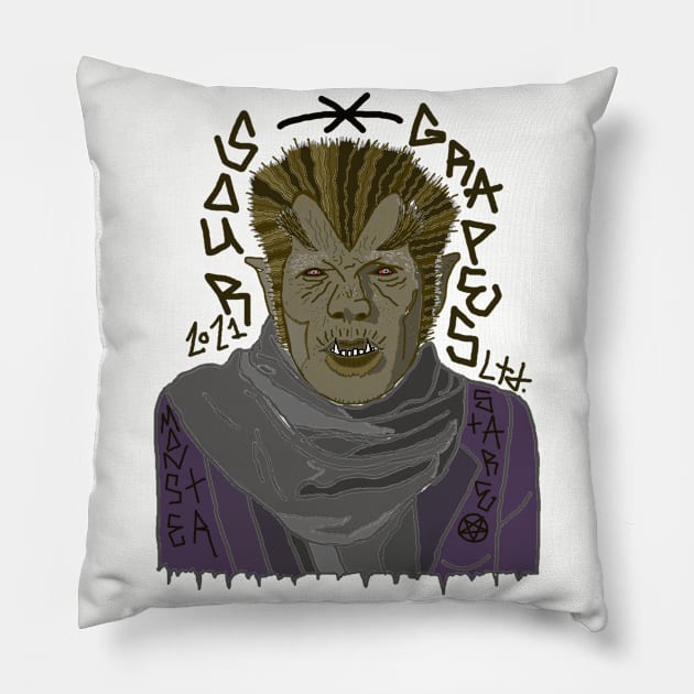 "Wolf Man Stare Logo" Pillow by SourGrapesFashion