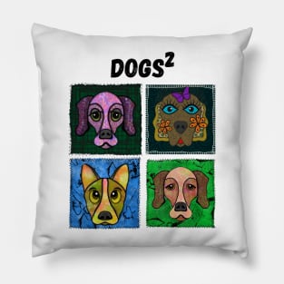 Dogs square funny patches Pillow
