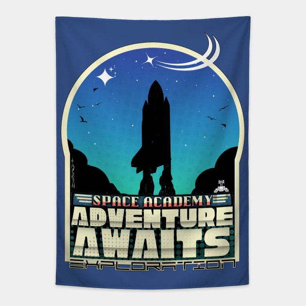 Space Academy - Adventure Awaits (Exploration) Tapestry by Invad3rDiz