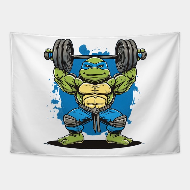 leonardo at gym Tapestry by Ninja banana