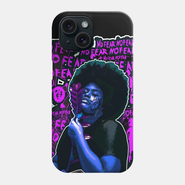 No Fear Strong Black Woman Afro Phone Case by Glass Table Designs