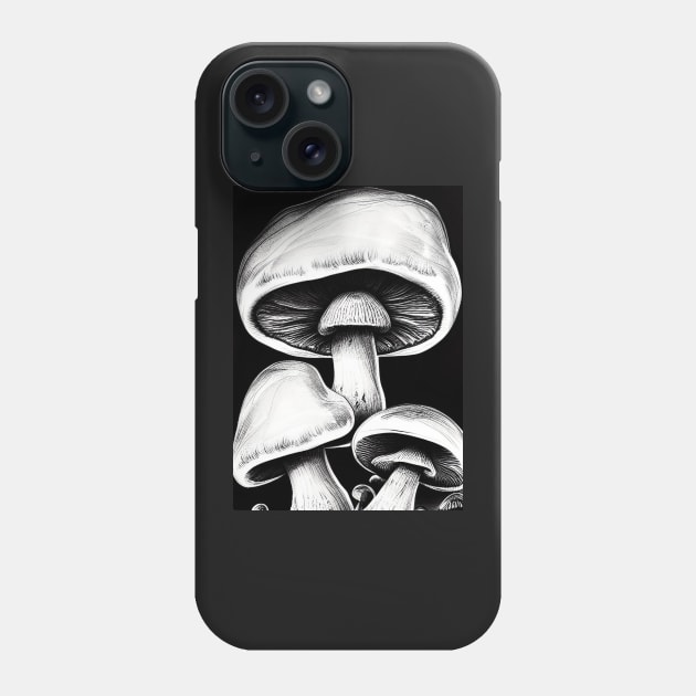 BLACK AND WHITE BUNCH OF MUSHROOMS Phone Case by sailorsam1805