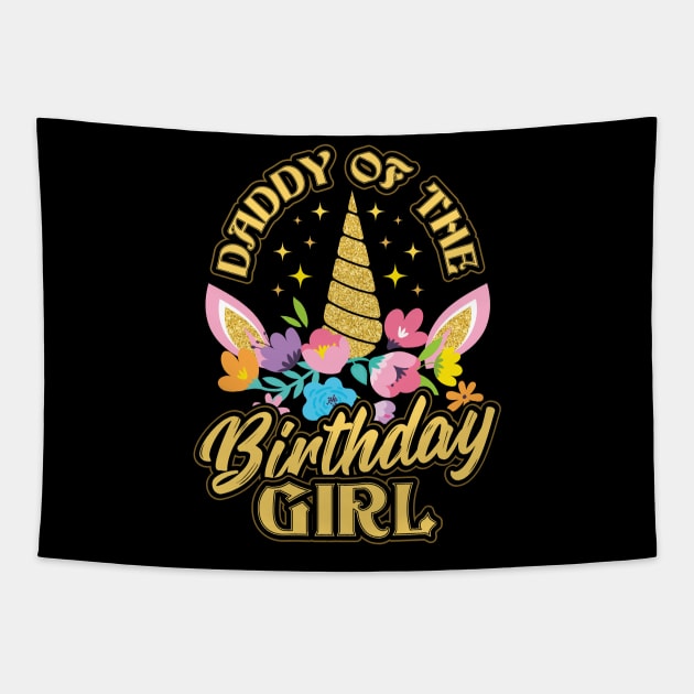 Daddy of the Birthday Girl Unicorn Tapestry by aneisha
