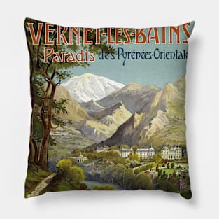 Vernet les Bains Vintage Railroad Poster 1904 Pillow