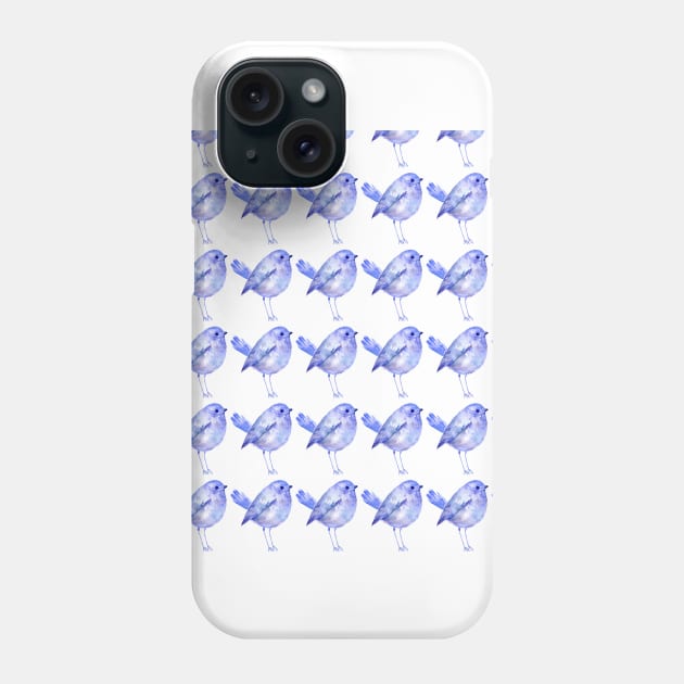 Blue Bird Pattern in Blue Watercolor Phone Case by Seven Mustard Seeds