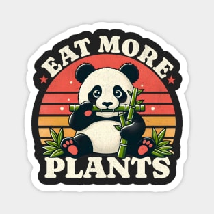 Eat More Plants Retro Panda Magnet