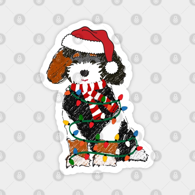 Bernedoodle Decorated With Christmas Lights Magnet by EMR_Designs
