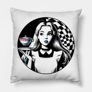 alice in wonderland with a cup of tea Pillow