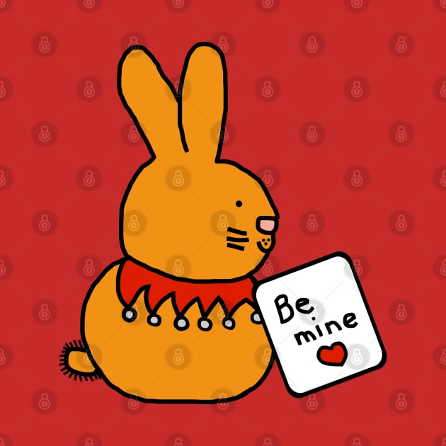 Cute Bunny Rabbit says Be Mine on Valentines Day by ellenhenryart