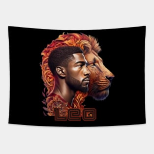 Black Leo Zodiac Sign Man Tapestry