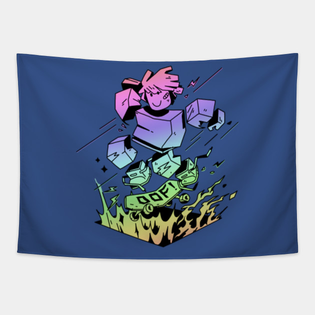 Funny Game Characters Roblox Sk8 Gradient With Flames Roblox Tapestry Teepublic - cartoon funny roblox characters