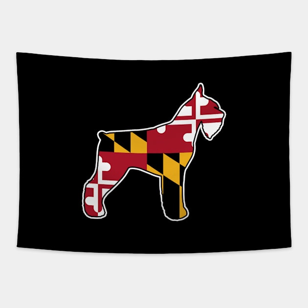 Giant Schnauzer Silhouette with Maryland Flag Tapestry by Coffee Squirrel