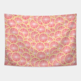 All Over Pink Grapefruit Citrus Slice Pattern Tapestry