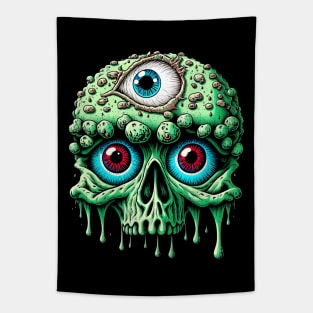 Zombie Gore Brain Skull 3 Tapestry