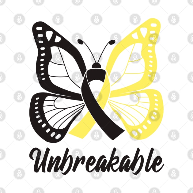 Black and Gold Butterfly Awareness Ribbon Unbreakable by FanaticTee